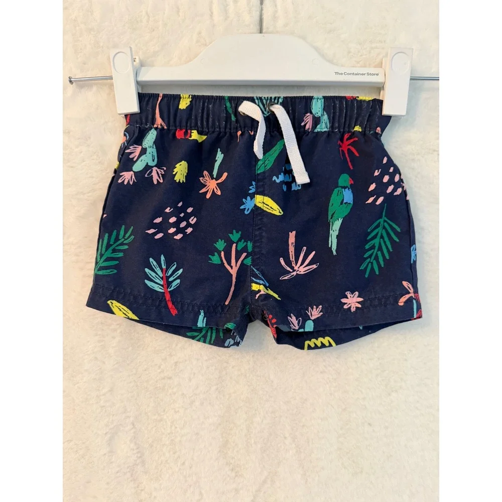 Hanna Andersson Boys Navy Tropical Parrot‎ Swim Trunks 12-18 Months 75cm 62018